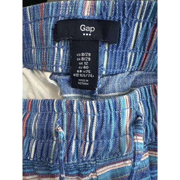 Gap Shorts Womens 8 Blue Striped Pull On Elastic Waist Casual Summer Lounge - Picture 3 of 9